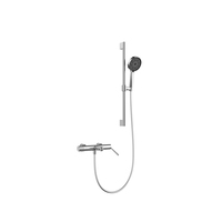Ensemble de douche thermostatique mural en cuivre massif, laiton et chrome, avec robinet de douche pluie moderne pour hôtel et barre de douche à main coulissante