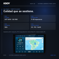 Unité multimédia de voiture KSOY Android 16 avec Android Auto et CarPlay sans câble, sortie RCA et égaliseur