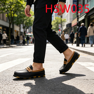 HY, Ciabatte Comode da Passeggio a Lunga Durata, Antistress, Cucite a Mano, Vestibilità Ampia, Stile Nero e Giallo, Scarpe Pigre HSW035 - Product Image 2