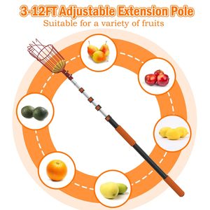 Pôle télescopique de 20 pieds, outil de jardinage manuel, cueilleur de pommes personnalisable pour la cueillette des fruits, option OEM disponible - Product Image 2