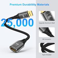Câble d'extension tressé blindé 8K 60Hz USB-C mâle vers femelle avec gaine en nylon PVC pour moniteur et ordinateur portable