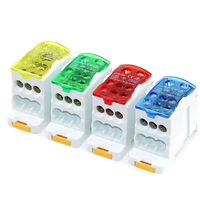 Bloque de terminales para carril DIN UKK 80A/125A/160A/250A/400A, caja de distribución, una entrada y varias salidas, caja de conexiones unipolar, conector de cable