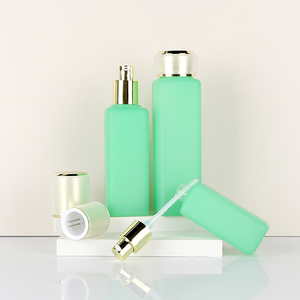 Skin Care Cream Bottle Green Glass Bottle Customized Cosmetics Container Empty For Cosmetics Package with Pressing Pump Head - Product Image 4