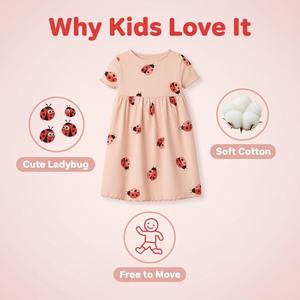 Set estivo da <span class=keywords><strong>bambina</strong></span> in 2 pezzi: grazioso <span class=keywords><strong>vestito</strong></span> a forma di coccinella + fermagli per capelli con fiocco a pois |   Set di Abbigliamento per Bambine - Product Image 4