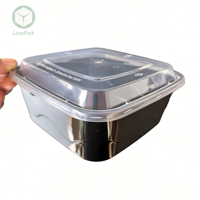 Boîtes à lunch jetables en plastique noir moulé par injection, compatibles micro-ondes, pour salades et aliments pour animaux de compagnie, idéales pour les plats à emporter américains