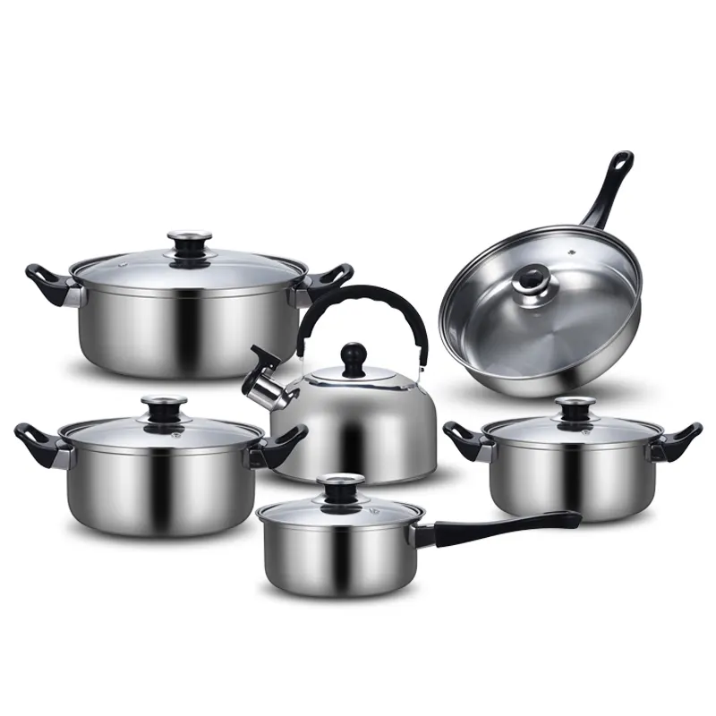 Kitchenware Stainless Steel Hot Pot Cookware Set With Kettle And Stainless Steel Frying Pan