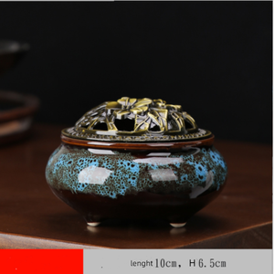 Brûleur d'encens en céramique LAMDAWN pour cônes de sauge, support de combustion de charbon de bois avec pot en résine, bois de santal et autocollants - Product Image 3