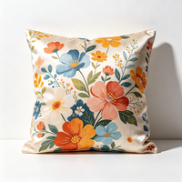 Échantillon Gratuit Coussin Décoratif Personnalisable en Microfibre Tricotée avec Motifs Floraux Imprimés et Logo 16x16 Pouces (35x35 CM)