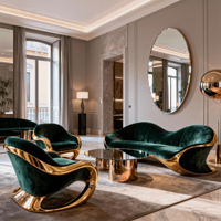 Design de café moderne et confortable avec éléments graphiques en métal sur mesure, éclairage chaleureux, sièges lounge confortables