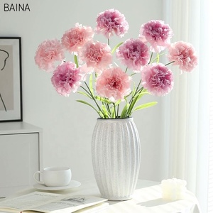 <span class=keywords><strong>Feuilles</strong></span> en plastique à longue tige de fleurs délicates faites à la main pour la fête des mères oeillet en soie artificielle - Product Image 3