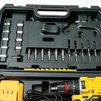 Ensemble de perceuse électrique sans fil à vitesse variable 21 V, mini perceuse avec chargeur de batterie, embouts de perceuse, embouts de tournevis, étui de transport