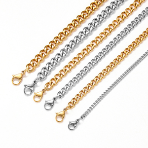 Collier à chaîne en acier inoxydable Miami pour hommes 3mm 5mm 6mm 7mm étanche hip hop plaqué <span class=keywords><strong>or</strong></span> 18 ct cubain gourmette lien bijoux Vente en gros - Product Image 2