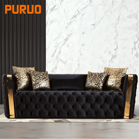 Puruo High-End-Villa Projekt italienisches Design Nubuk leder Sofa schwarzer Samt moderne Luxus Wohnzimmer Villa Sofa Set Möbel
