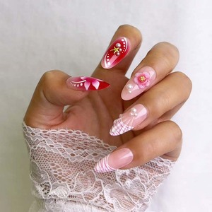 Faux ongles en acrylique 3D sculptés en forme de fleur, durables et légers, options de couleurs blanches, <span class=keywords><strong>pastel</strong></span> et vives - Product Image 3