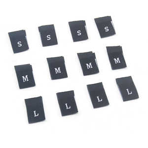 Custom <strong>Wholesale</strong> Garment <strong>Label</strong> Woven Tags <strong>Black</strong> Clothing t Shirt Number Apparel S M L XL Fabric Tag Sizes <strong>Labels</strong> Size Tag - Product Image 1