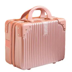 Individuelles retro leichtes Aluminium tragbares Gepäckkoffer Handtasche tragbar 14 Zoll Kosmetik-Schachtel Make-up-Organisator Reisetasche