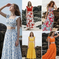 Ensemble deux pièces d'été tendance pour femme avec jupe évasée imprimée taille mi-haute – Vente en gros