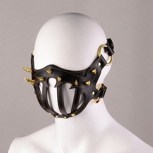 หน้ากากหนังรัดรูปทรงกรงสำหรับ BDSM ของ FUNSM หน้ากากปิดปากสำหรับเกมเซ็กส์ คอสเพลย์ หน้ากากบอนด์เดจ ของเล่นทางเพศ - Product Image 1