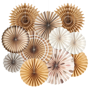 Décorations en <span class=keywords><strong>papier</strong></span> Burlywood Party Pack of Paper Fan Rosettes Set Photo Backdrop Paper Pinwheel Party Fans - Product Image 3