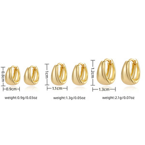 Teardrop Shape <b>Huggie</b> Earrings Gold Copper Alloy Small Medium Large Set Fashion Drop Earrings - Product Image 4