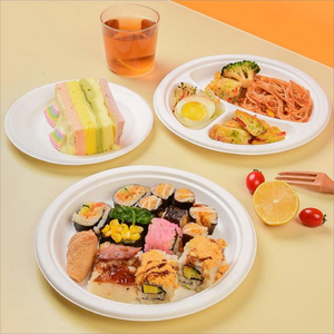 Assiette en papier jetable personnalisable pour les collations Logo imprimé Vaisselle domestique BBQ Matériel <span class=keywords><strong>de</strong></span> bagasse dégradable pour les fêtes - Product Image 6