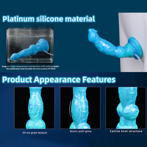 Fantasy Spike Wolf Knot dildo Electric squirting dildo with Suction Cup Platinum Silicone Anal Vaginal Stimulation <b>Masturbators</b> - Product Image 2