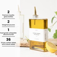 Ensemble de Bouteilles Carrées en Verre de 350 ml et 500 ml pour Huile d'Olive avec Verseur, Distributeur d'Huile et de Vinaigre, Bouteille pour Sirop de Café – Vente en Gros