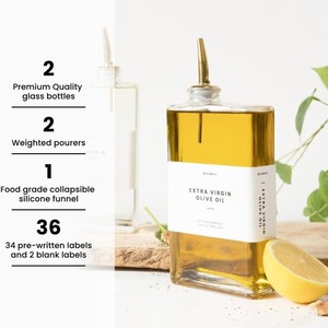 Set Dispenser All'ingrosso per Olio d'Oliva, Bottiglie Quadrate <span class=keywords><strong>in</strong></span> <span class=keywords><strong>Vetro</strong></span> da 350ml 500ml, Include Dispenser per Olio e Aceto, Bottiglia per Sciroppo da Caffè - Product Image 2