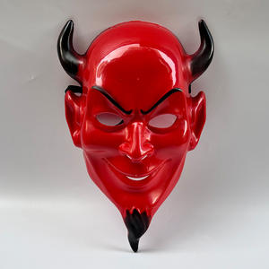 Máscara de cuernos de toro macabro, cara de Diablo <span class=keywords><strong>rojo</strong></span> siniestro, accesorio de Cosplay aterrador de Halloween, disfraz de miedo para fiesta espeluznante - Product Image 1