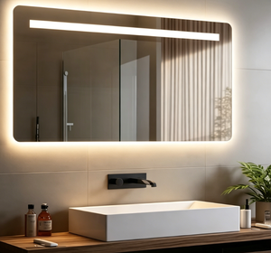 Miroir LED mural de style européen, tendance 2025, rectangulaire, en alliage d'aluminium, avec interrupteur tactile, moderne et éclairé pour salle de bain - Product Image 1