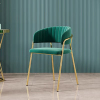 Conception populaire en vrac luxe rose vert noir velours coloré table à manger en tissu café restaurant chaise de salle à manger avec pieds en métal