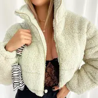 Veste d'hiver pour jeunes femmes, chaude, en coton, peluche épaisse, fermeture éclair, manches courtes et longues, couleur Pure, nouvelle collection 2020