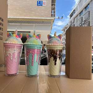 <span class=keywords><strong>Gobelet</strong></span> à double paroi pour étudiants Kawaii <span class=keywords><strong>licorne</strong></span> 16 oz, sans BPA, anti-fuite, <span class=keywords><strong>réutilisable</strong></span>, en plastique, pour milkshake, avec couvercle/paille - Product Image 6