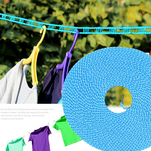 Corde à linge portable ronde bleue de 5 mètres avec crochets pour usage extérieur - Product Image 5