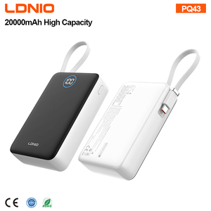LDNIO PQ43 OEM/ODM Batería Externa Portátil, Cargador de 20000mAh, Carga Rápida de 65W, Cable USB-C Integrado, Pantalla LED - Product Image 1