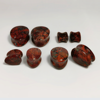 Bijoux de piercing pour oreilles en pierre naturelle jaspe breccié, forme goutte d'eau, dilatateurs, tunnels, écarteurs, boucles d'oreilles, cadeau tendance