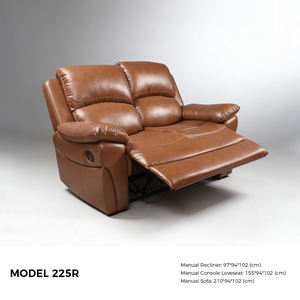 Ensemble de canapés inclinables modernes en cuir véritable et bois pour salon, 3 places, causeuse, console de rangement, fauteuil inclinable individuel - Product Image 5