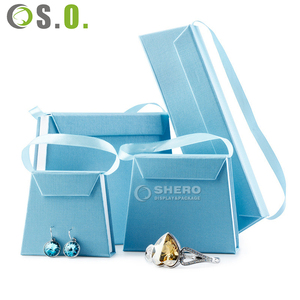 Diamond Texture Light Blue Paper <b>Jewelry</b> Box Set Multi Sizes <b>Jewelry</b> <b>Packaging</b> Box For Retail Shop Bulk Order - Product Image 3