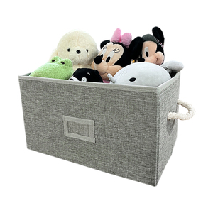 Square Canvas Jeans Storage Box Home Storage Organization Foldable Cloth Storage Basket