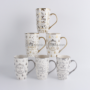 Tasse de promotion bon marché bonhomme de neige cadeau de noël nouvel os tasse en porcelaine argent or galvanoplastie tasses en céramique de noël - Product Image 6