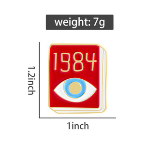 Novela clásica 1984 ojo esmalte Pin George Orwell <span class=keywords><strong>libro</strong></span> diseño Metal broche solapa insignia joyería regalo para amigos al por mayor - Product Image 6