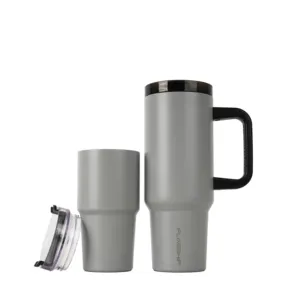 40oz Lead Free Stainless Steel Wide Mouth Coffee Tumbler Travel Mug With Handle Fits Car Cup Holder