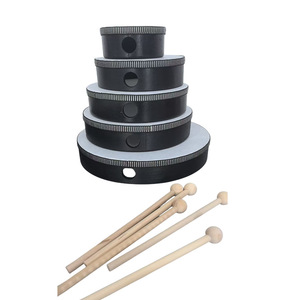 Tambours de percussion Orff pour enfants, tambours à main en bois de 6, 8 et 10 pouces avec baguettes, jouets musicaux d'éveil pour enfants - Product Image 3