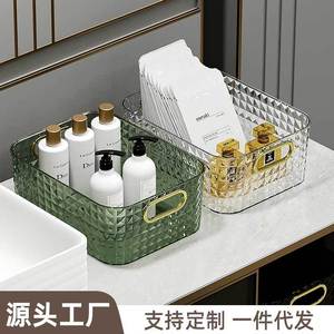 Cosmetic Storage Box Transparent Gold Dark Green Gold Amber Gold Milky White Silver No Lid Desktop Organizer Bathroom Vanity - Product Image 4