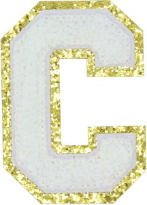 옷에 대한 셔닐 문자 패치, 퍼지 패치 문자 수 놓은 골드 반짝이 의류 편지에 손질 된 철 - Product Image 4