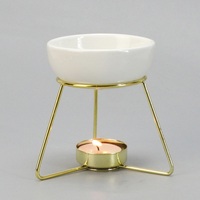 Diffuseur d'huiles essentielles aromathérapeutiques en métal doré de luxe, porte-bougie chauffe-huile pour bougie chauffe-plat
