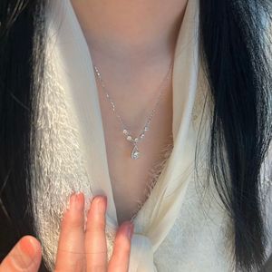Collar de Plata de Ley S925 con Lágrimas de Sirena y Circonita en Forma de Gota de Agua, Exquisito y Lujoso Estilo Coreano, Versátil, Colgantes y Dijes Finos - Product Image 5