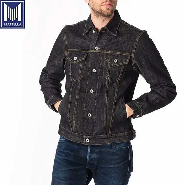 Calça jeans personalizada clássica, linha de selvage pesada clássica vintage, estilo japonês, algodão, cru, jeans, jaqueta para homens