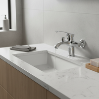 Robinet monocommande moderne HT01 avec cartouche céramique de 40 mm, économie d'eau, en laiton poli, mitigeur de salle de bain à poser sur comptoir