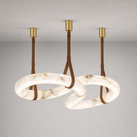 Suspension en albâtre naturel minimaliste linéaire espagnole à LED dimmable pour salle à manger et éclairage d'îlot de cuisine